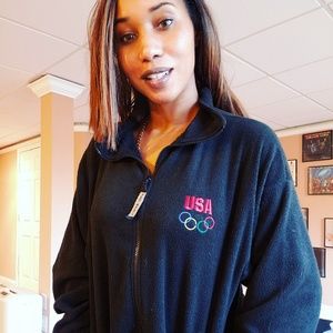Vintage Olympic 5 Rings  Fleece Zip-Up Jacket